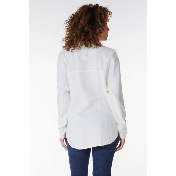 Bobi Button Down Mixed Collar Shirt in Macadamia Size XL - Picture 3 of 3